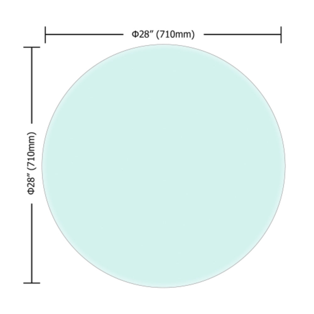 28 Inch Round Tempered Glass Table Top Clear Glass Beveled Polished Edge