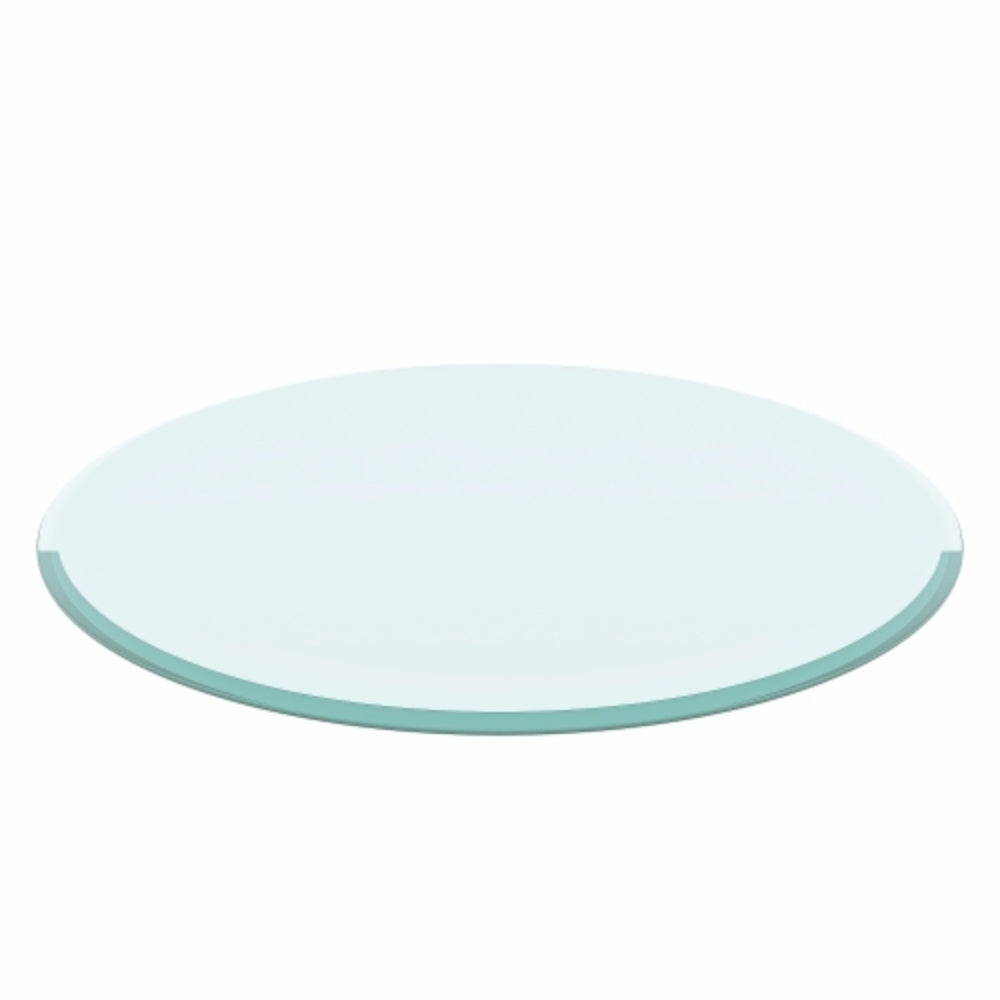 36 Inch Round Tempered Glass Table Top with Beveled Polished Edge