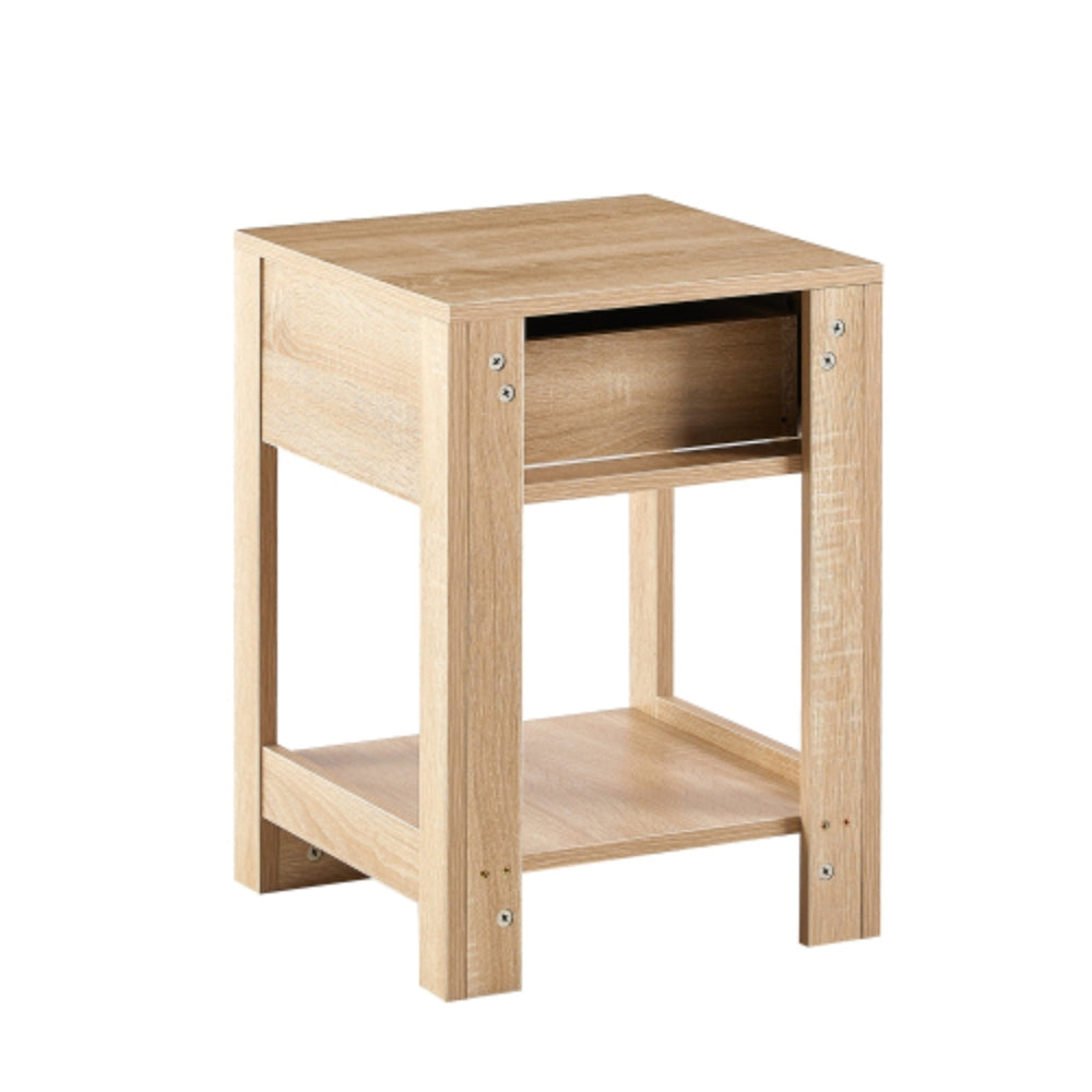 15.75 Inch Rattan End Table with Drawer in Natural Finish