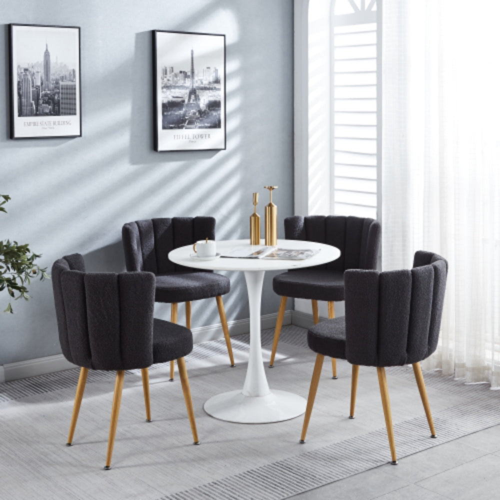 Set of 2 Modern Gray Dining Chairs with Iron Tube Wood Legs and Cushioned Backrest