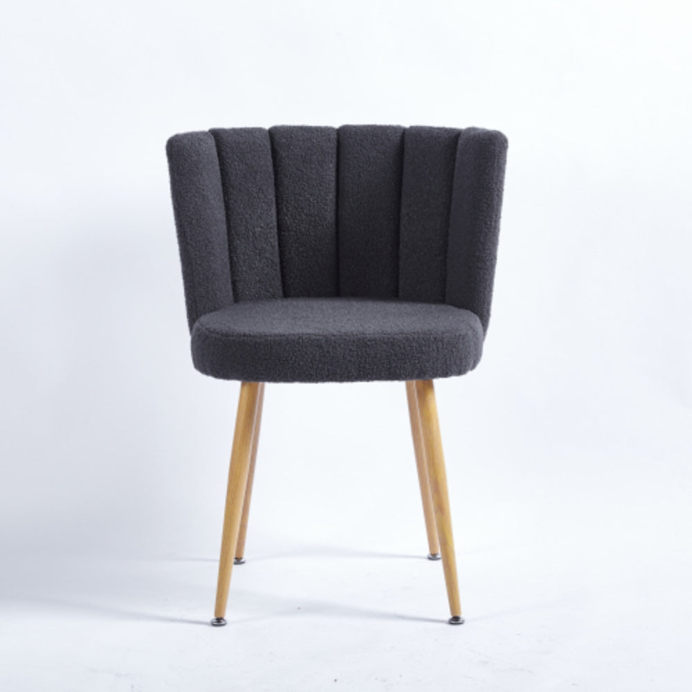 Set of 2 Modern Gray Dining Chairs with Iron Tube Wood Legs and Cushioned Backrest