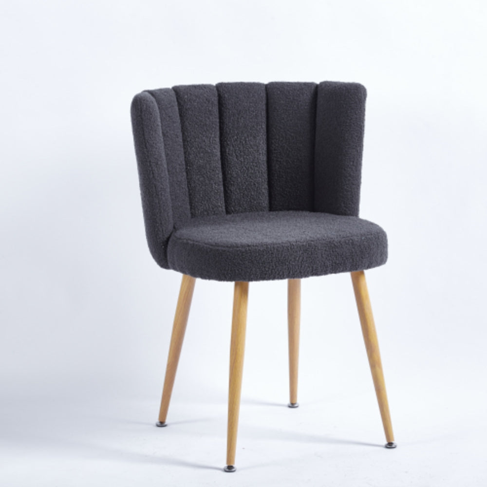 Set of 2 Modern Gray Dining Chairs with Iron Tube Wood Legs and Cushioned Backrest