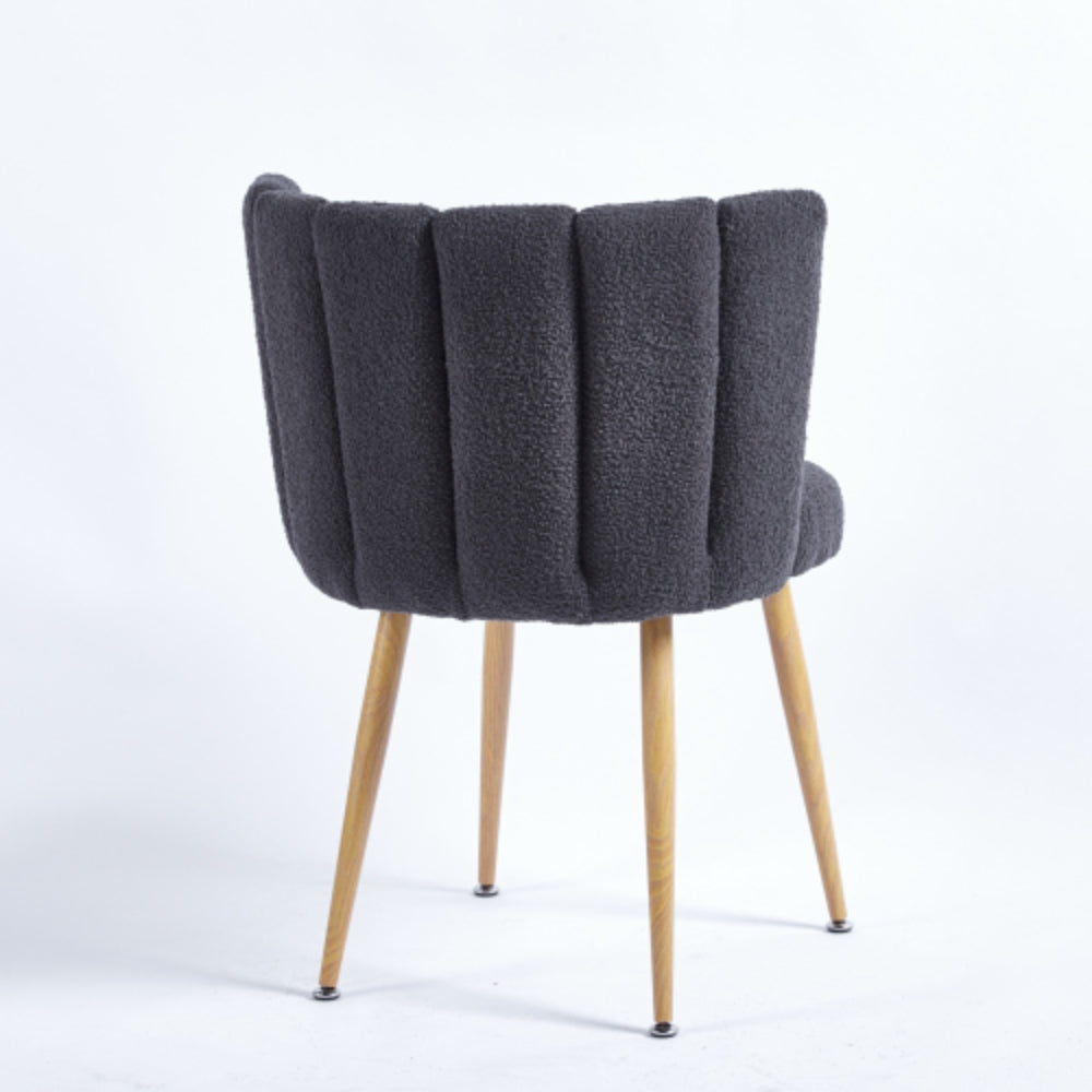 Set of 2 Modern Gray Dining Chairs with Iron Tube Wood Legs and Cushioned Backrest