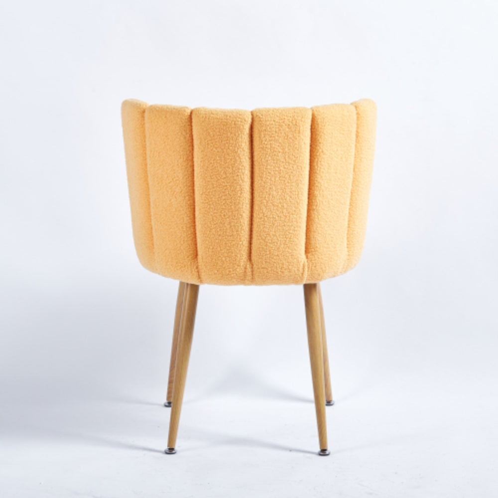 Set of 2 Modern Yellow Dining Chairs with Iron Tube Wood Legs