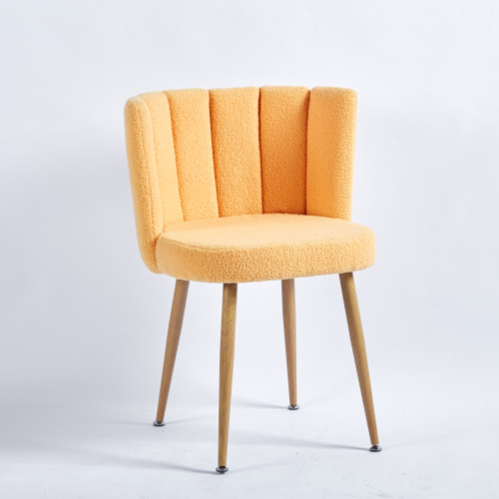 Set of 2 Modern Yellow Dining Chairs with Iron Tube Wood Legs