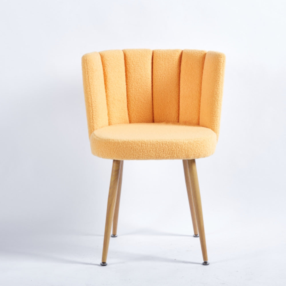 Set of 2 Modern Yellow Dining Chairs with Iron Tube Wood Legs