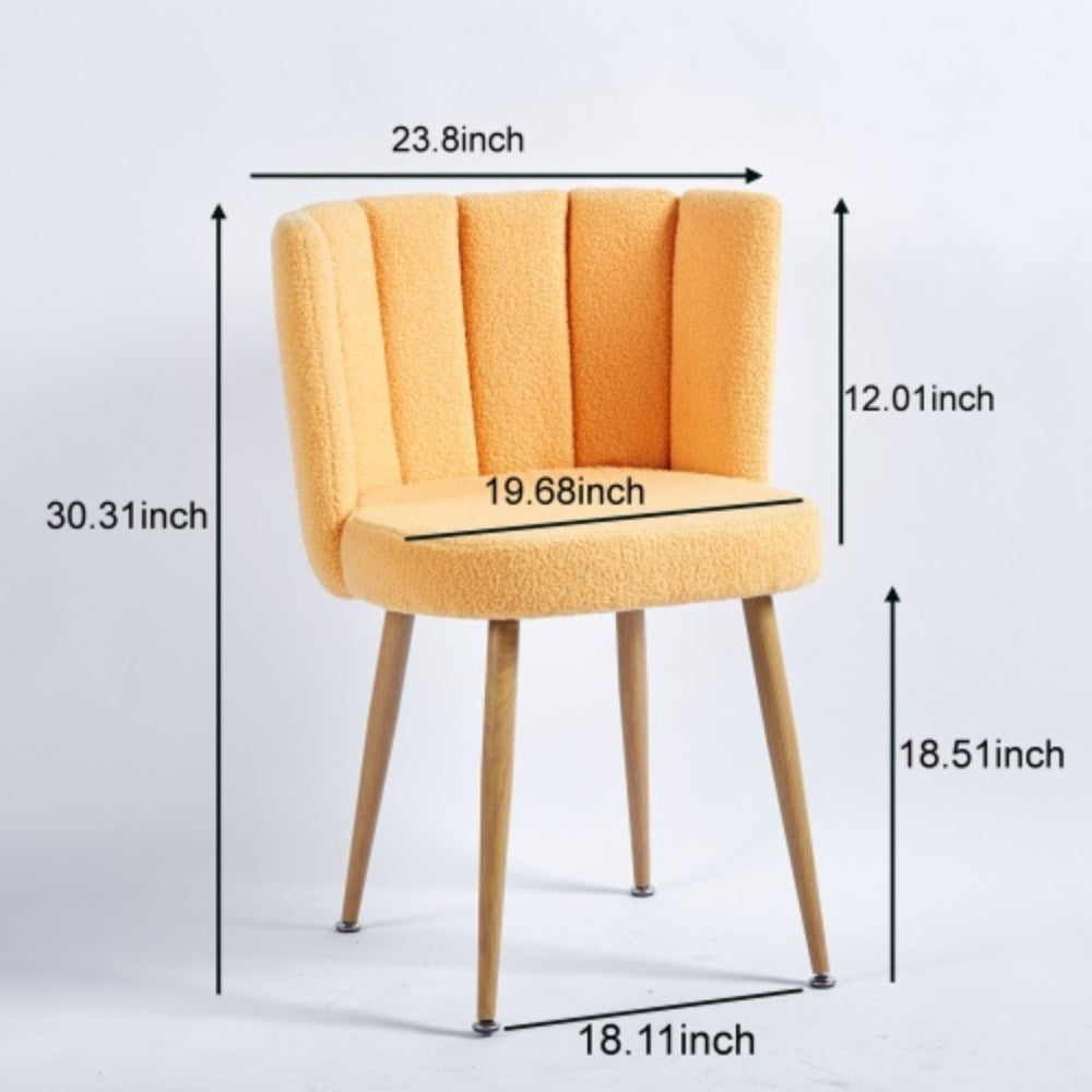 Set of 2 Modern Yellow Dining Chairs with Iron Tube Wood Legs