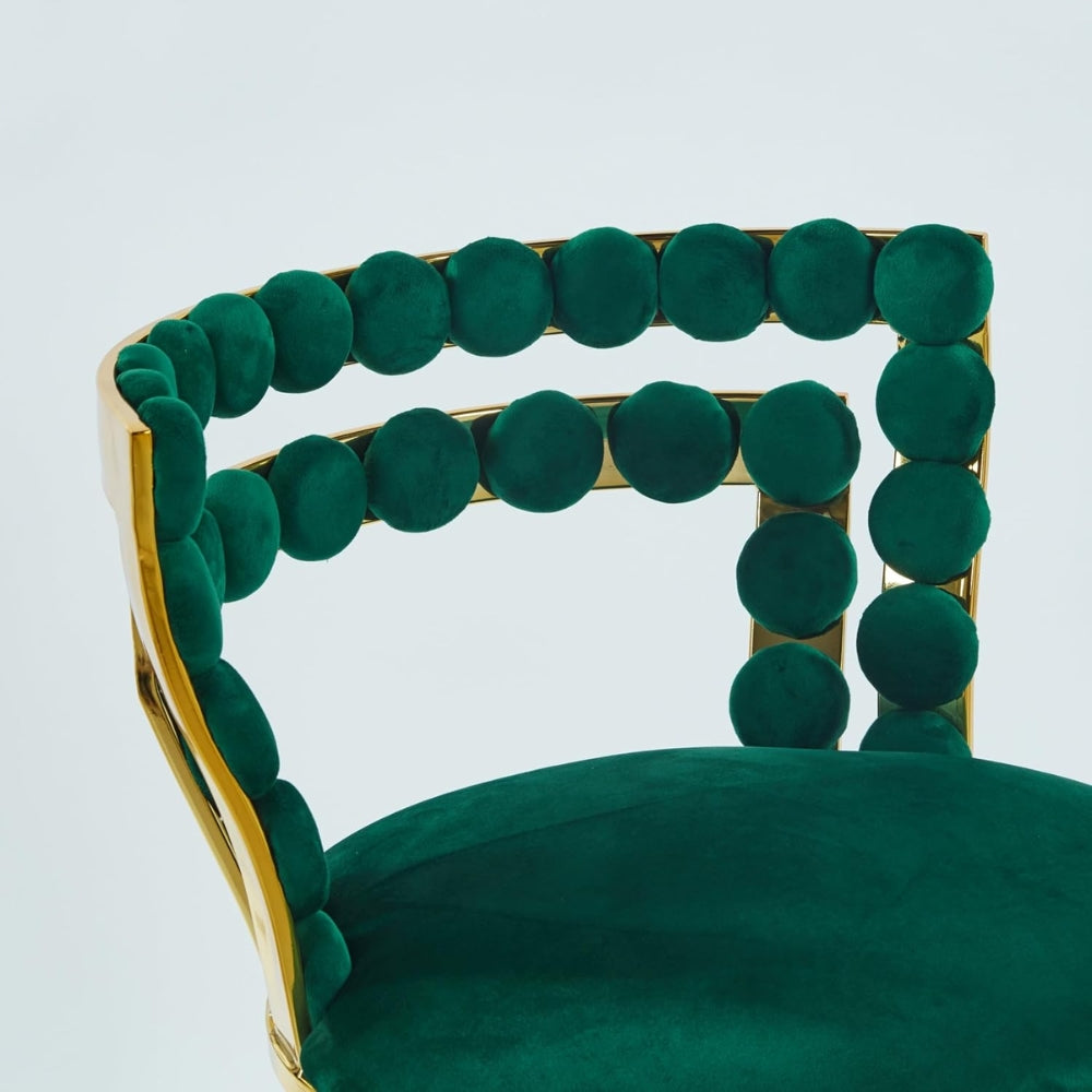 Set of 2 Modern Green Bar Chairs with Gold Iron Legs