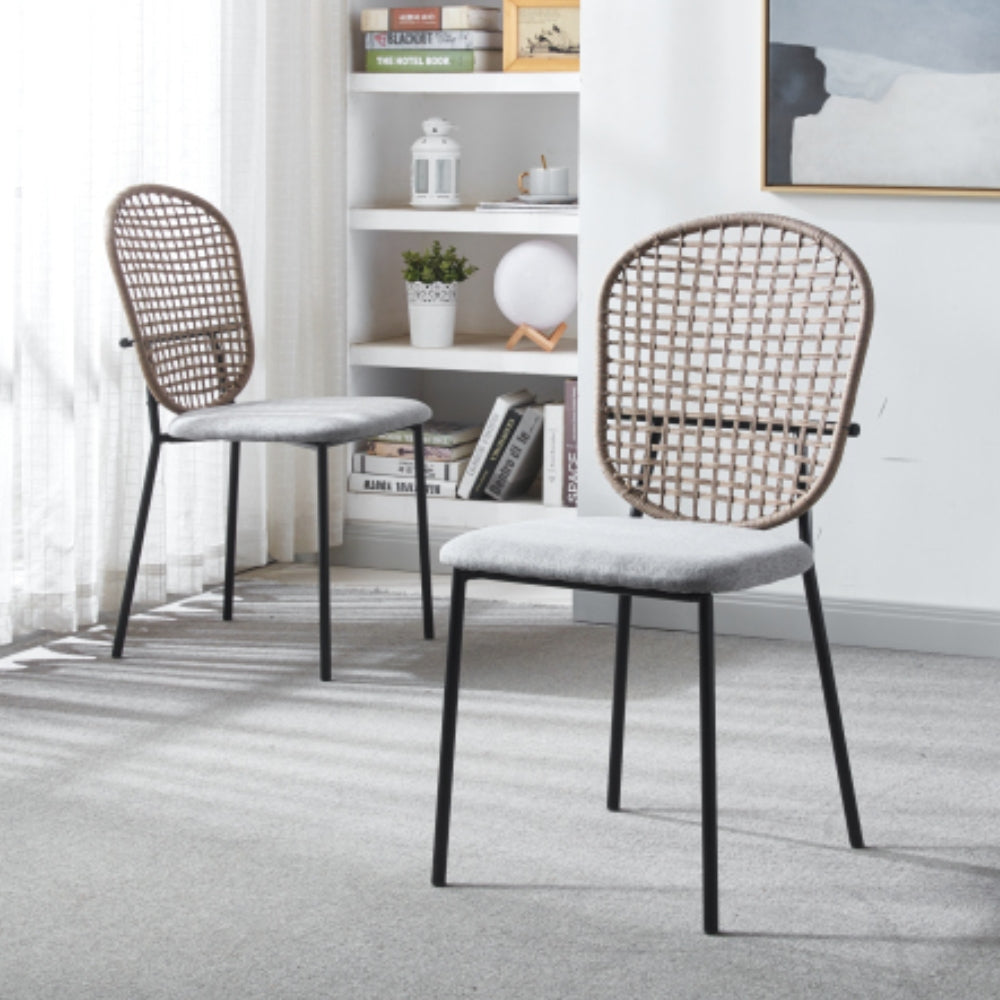 Set of 4 Black and Gray Sennit Dining Chairs