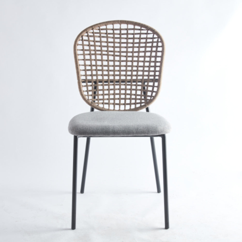 Set of 4 Black and Gray Sennit Dining Chairs
