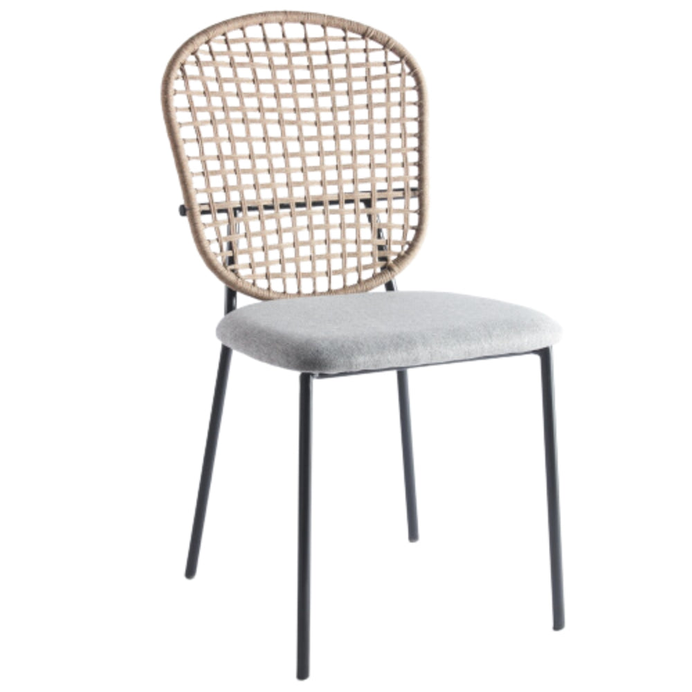 Set of 4 Black and Gray Sennit Dining Chairs