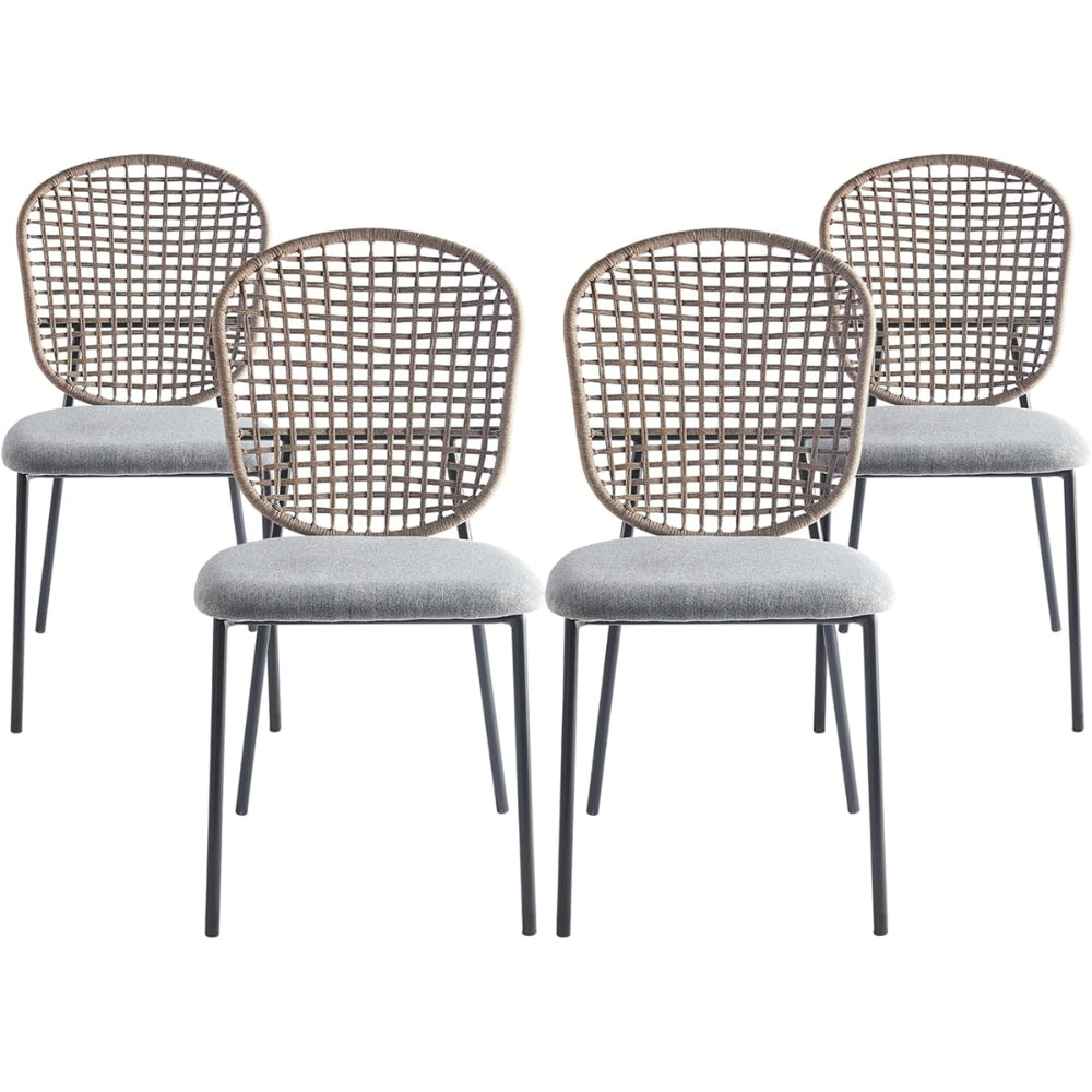 Set of 4 Black and Gray Sennit Dining Chairs