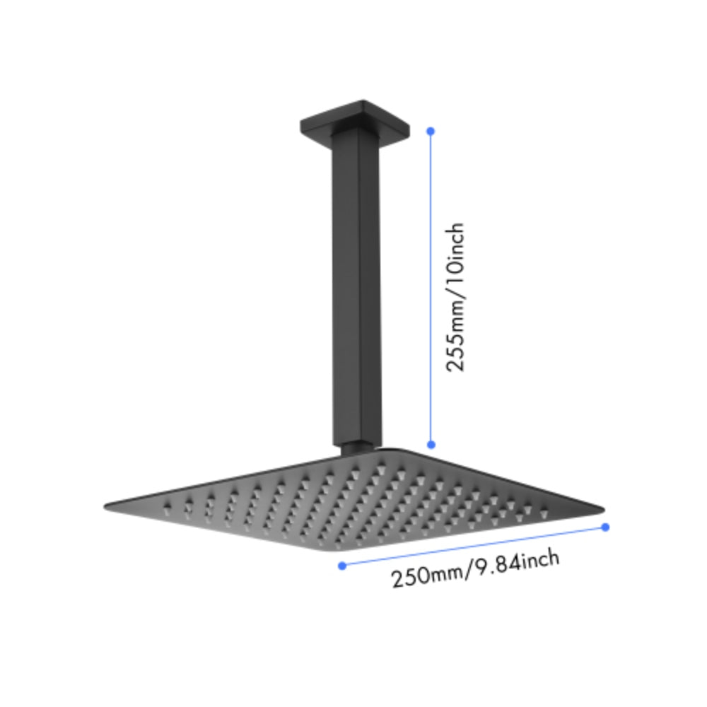 Matte Black Bathroom Luxury Combo Set: Ceiling Mounted Rainfall Shower Head and Mixer