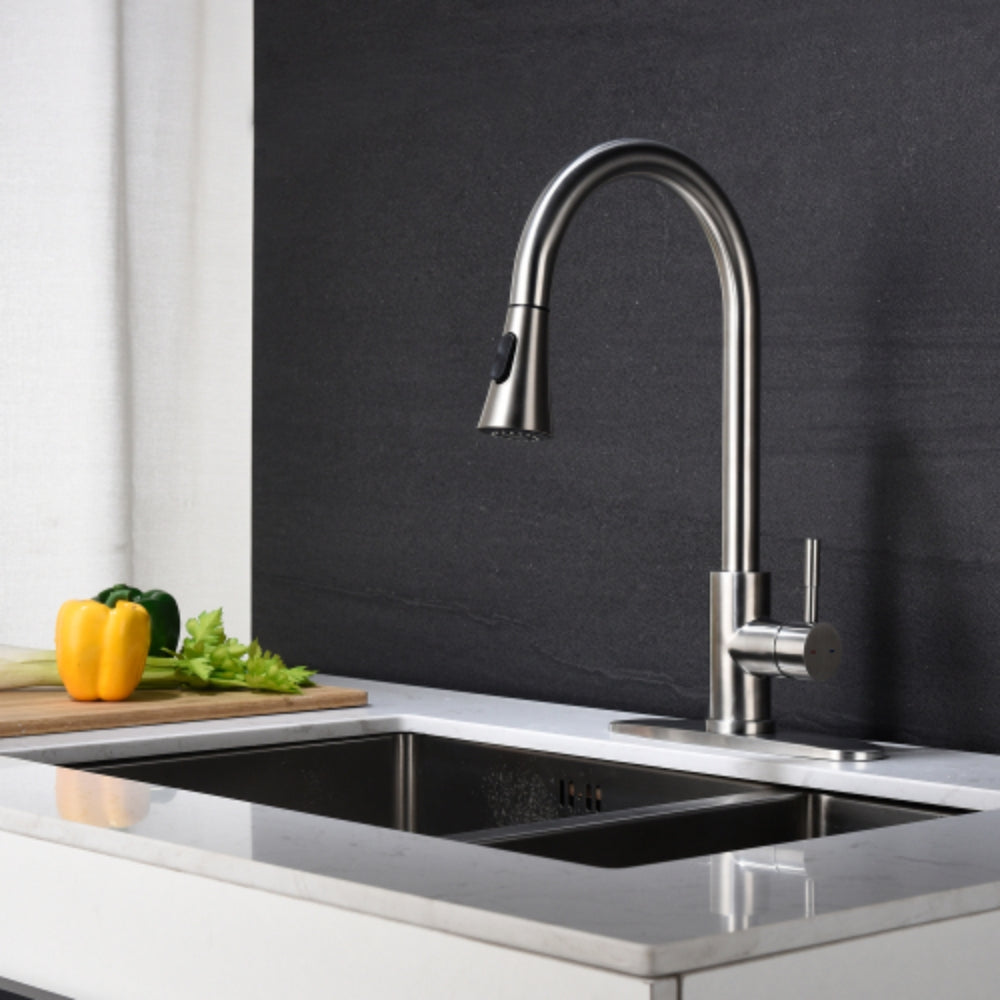Convenient Kitchen Faucet with Pull-Out Sprayer - Silver