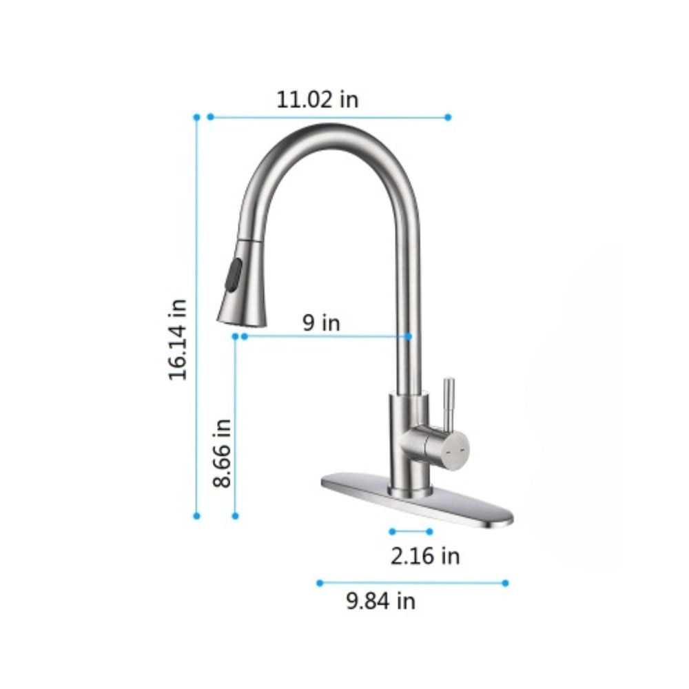 Convenient Kitchen Faucet with Pull-Out Sprayer - Silver