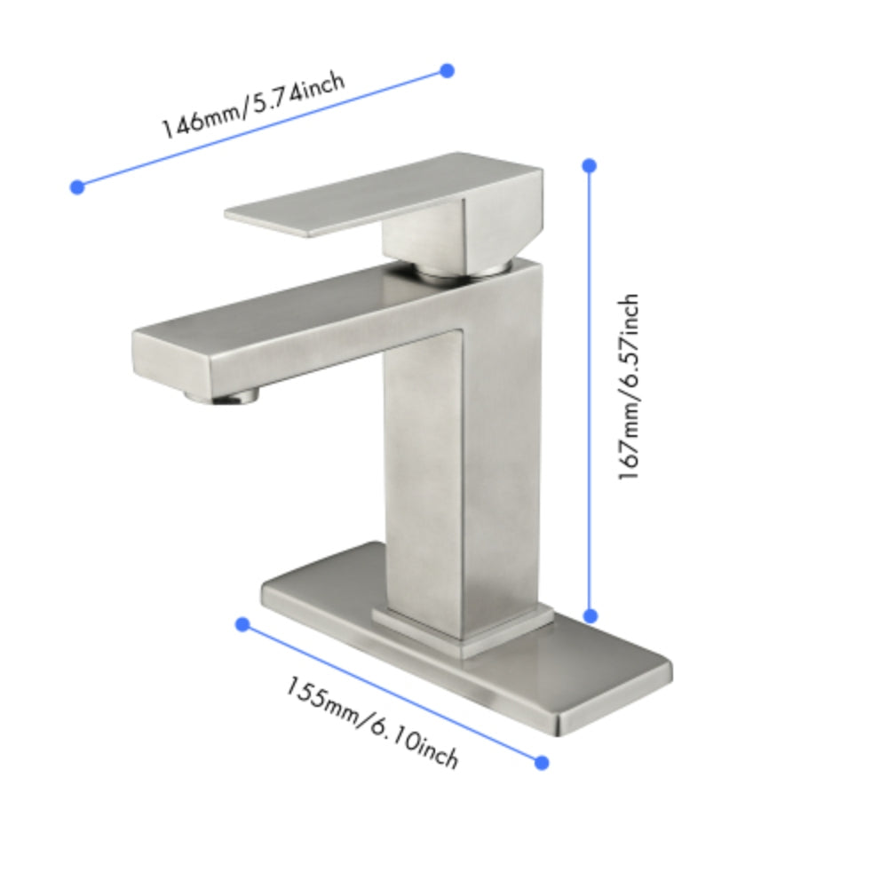Sleek White Waterfall Spout Single Handle Bathroom Vanity Sink Faucet - Silver