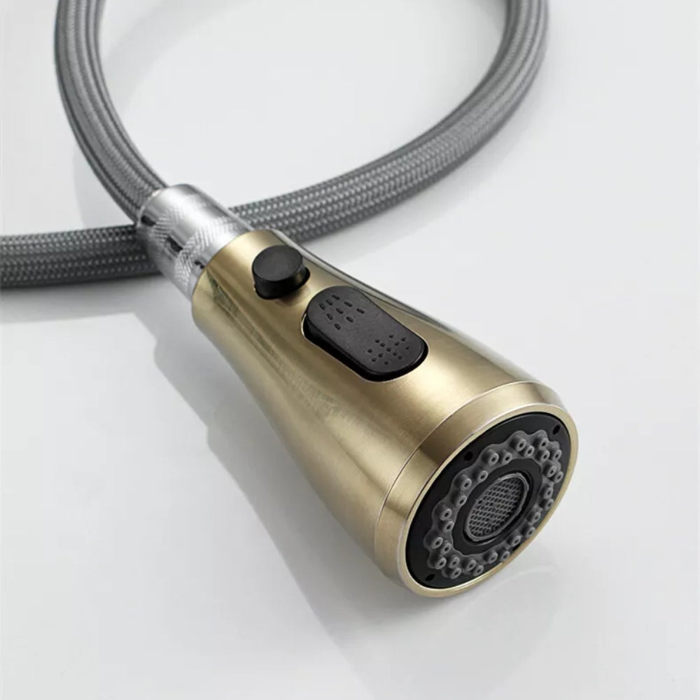 Convenient Kitchen Faucet with Pull-Out Spray Head - Gold