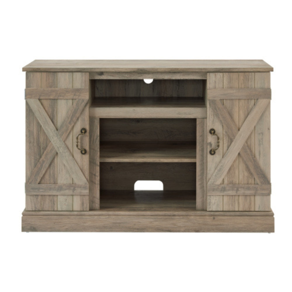 Farmhouse Media TV Stand with Storage for TVs up to 50 Inch Gray Wash