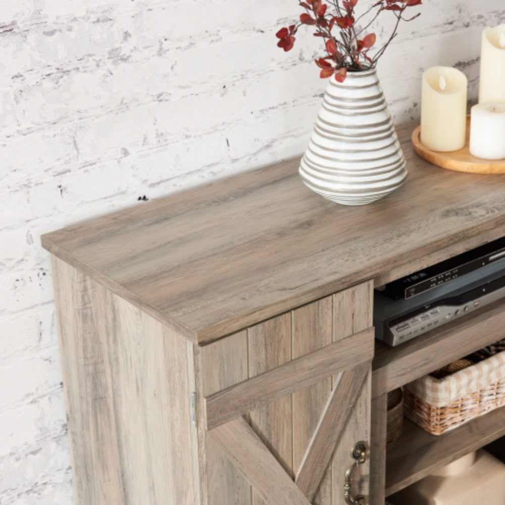 Farmhouse Media TV Stand with Storage for TVs up to 50 Inch Gray Wash