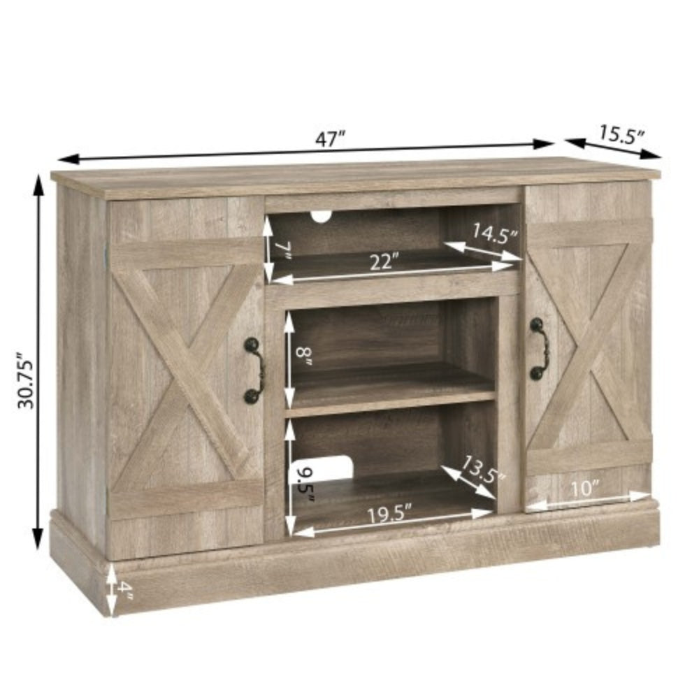 Farmhouse Media TV Stand with Storage for TVs up to 50 Inch Gray Wash