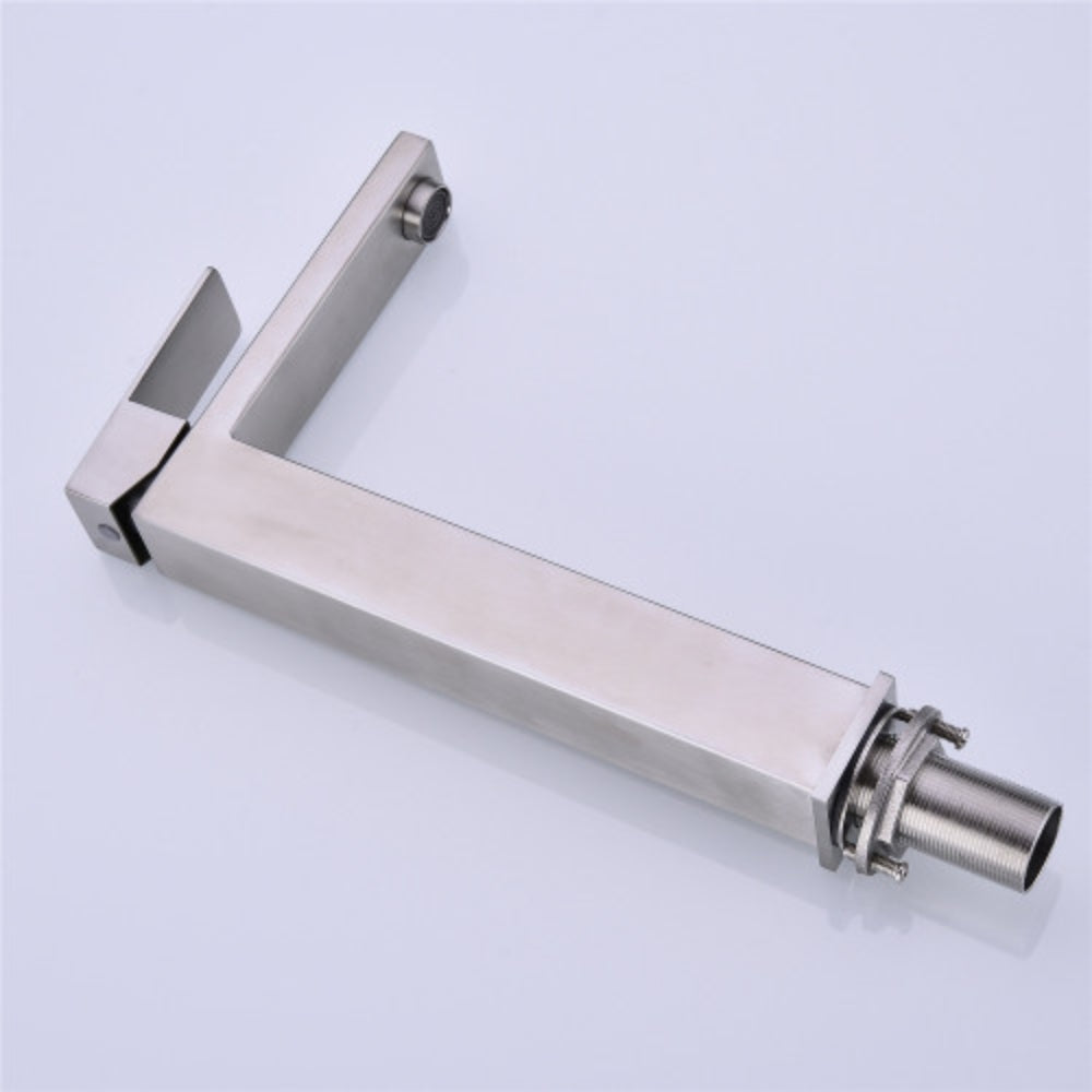 Sleek Brushed Nickel Single Handle Vanity Bathroom Faucet - Silver