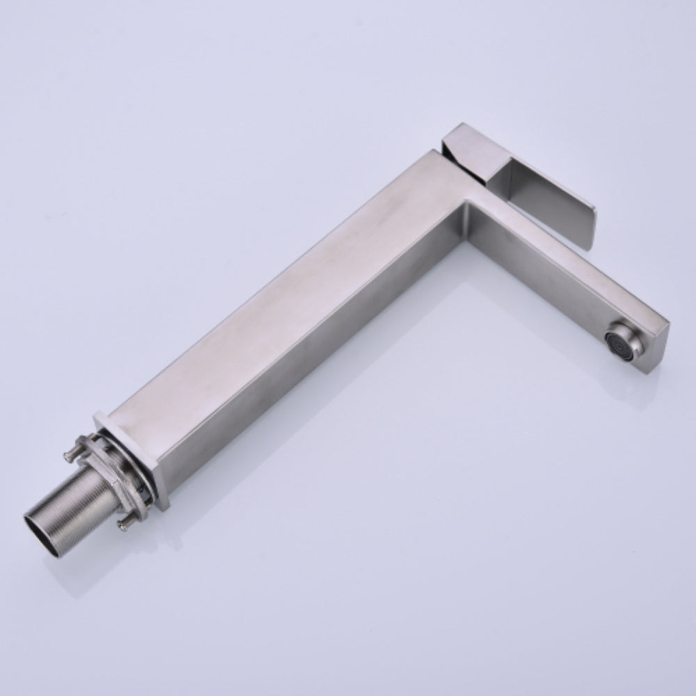 Sleek Brushed Nickel Single Handle Vanity Bathroom Faucet - Silver