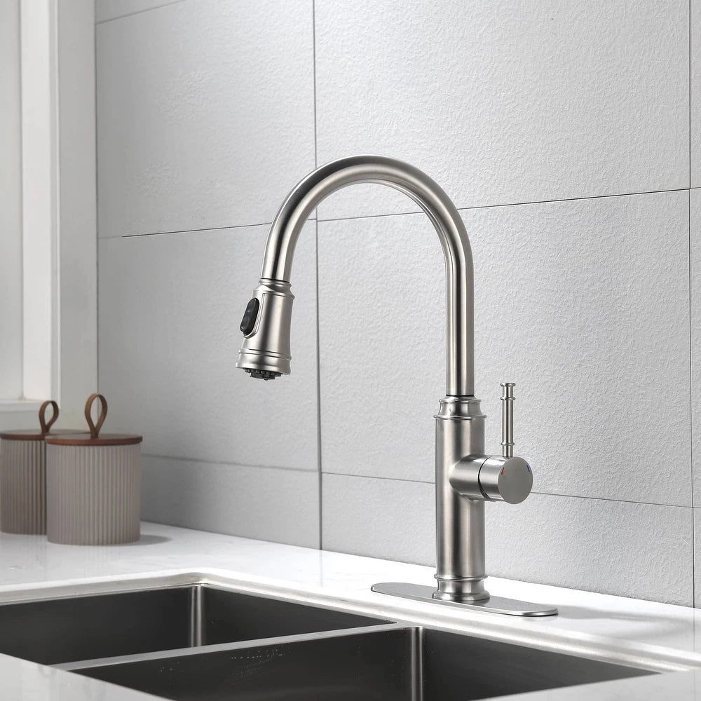 Single Handle High Arc Stainless Steel Kitchen Faucet with Pull Down Sprayer