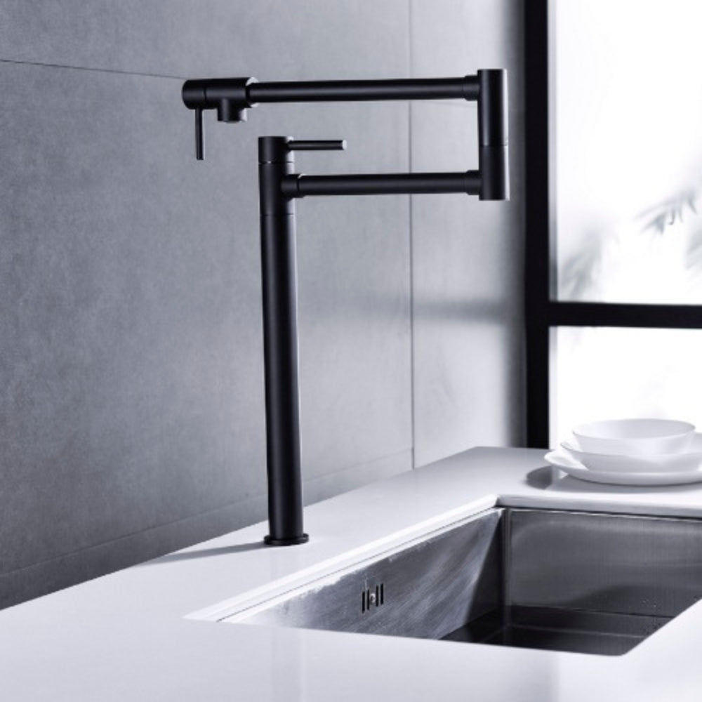 Matte Black Pot Filler Faucet with Extension Shank for Kitchen Sink