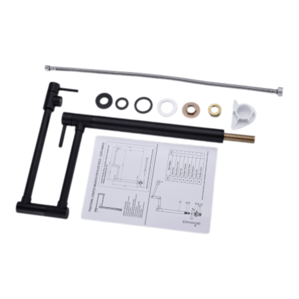 Matte Black Pot Filler Faucet with Extension Shank for Kitchen Sink
