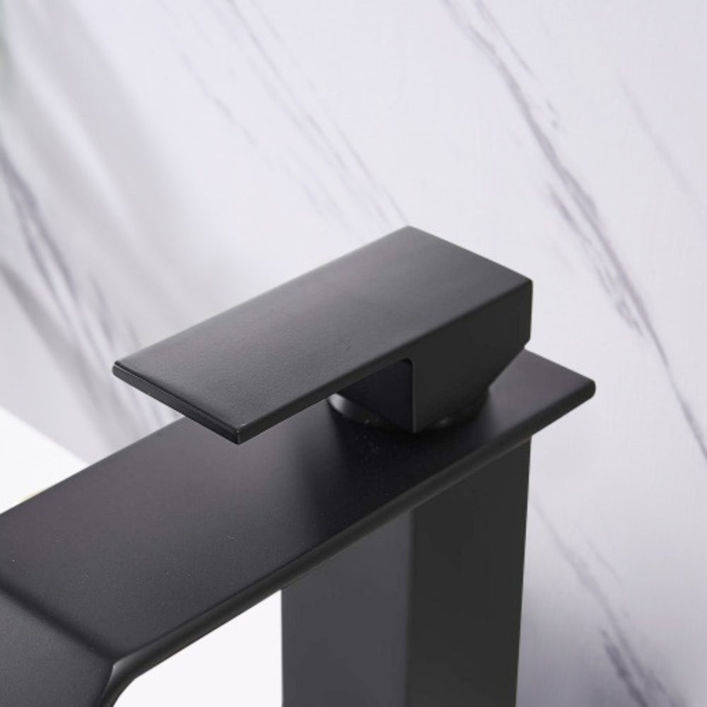 Matte Black Waterfall Bathroom Faucet with Single Handle