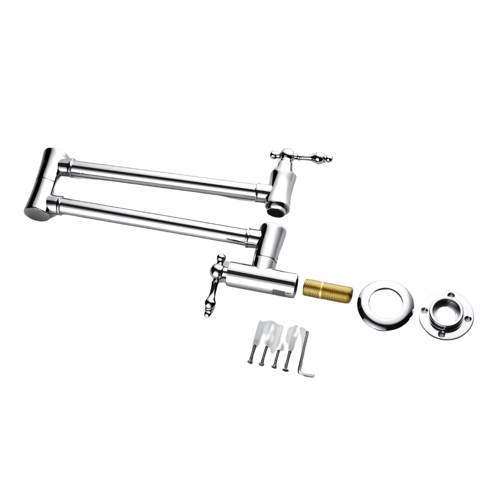 Convenient Wall-Mounted Chrome Pot Filler Faucet