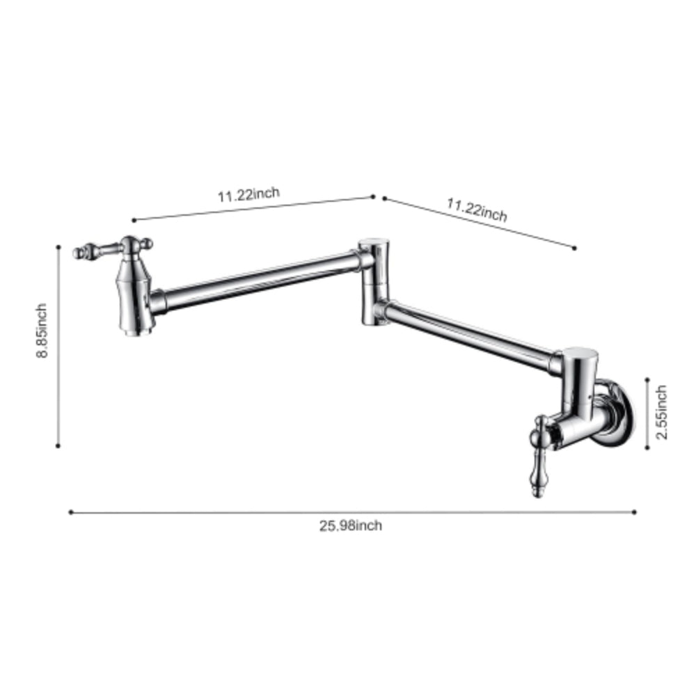 Convenient Wall-Mounted Chrome Pot Filler Faucet
