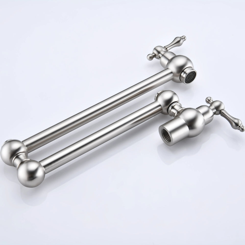 Convenient Wall-Mounted Brushed Nickel Pot Filler Faucet