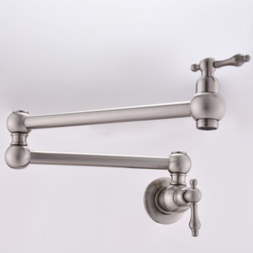 Convenient Wall-Mounted Brushed Nickel Pot Filler Faucet