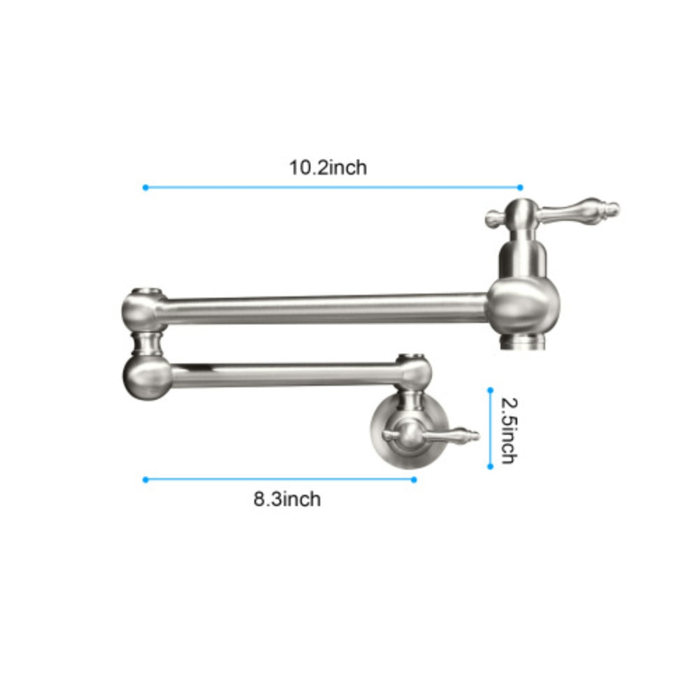 Convenient Wall-Mounted Brushed Nickel Pot Filler Faucet
