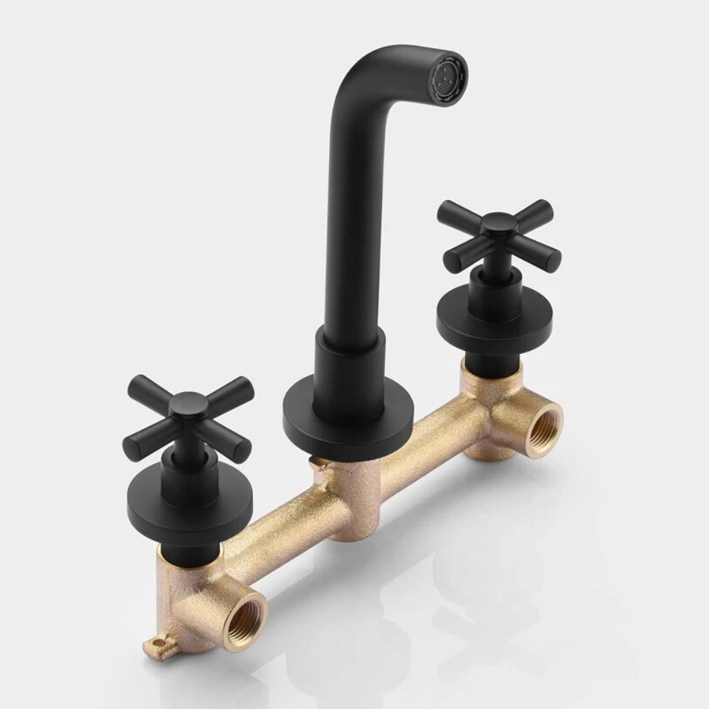 Modern Matte Black Wall Mounted Bathroom Sink Faucet