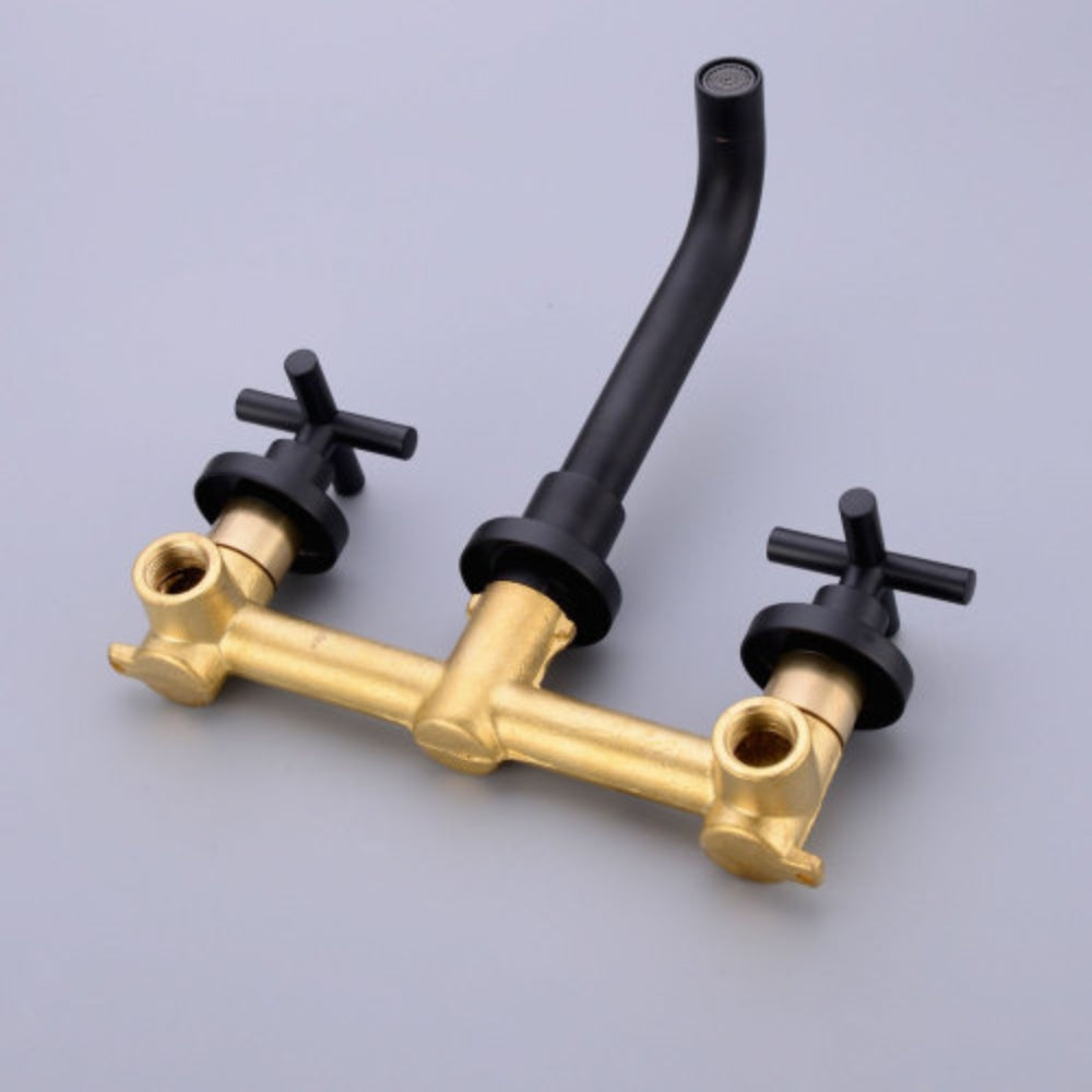 Modern Matte Black Wall Mounted Bathroom Sink Faucet