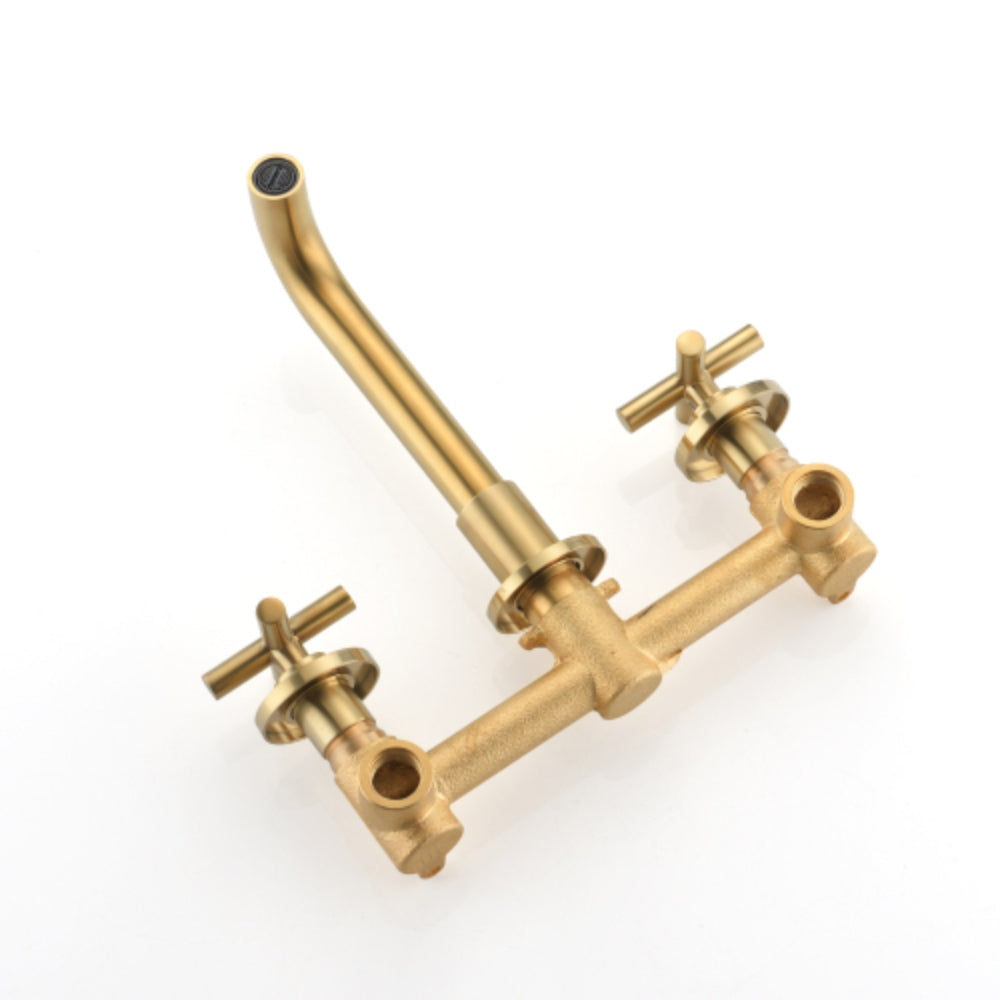 Modern Gold Wall Mounted Bathroom Sink Faucet