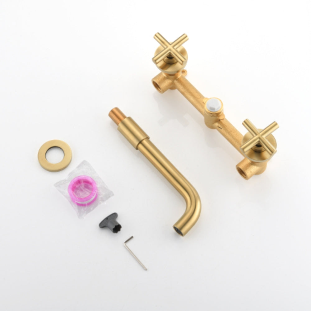 Modern Gold Wall Mounted Bathroom Sink Faucet