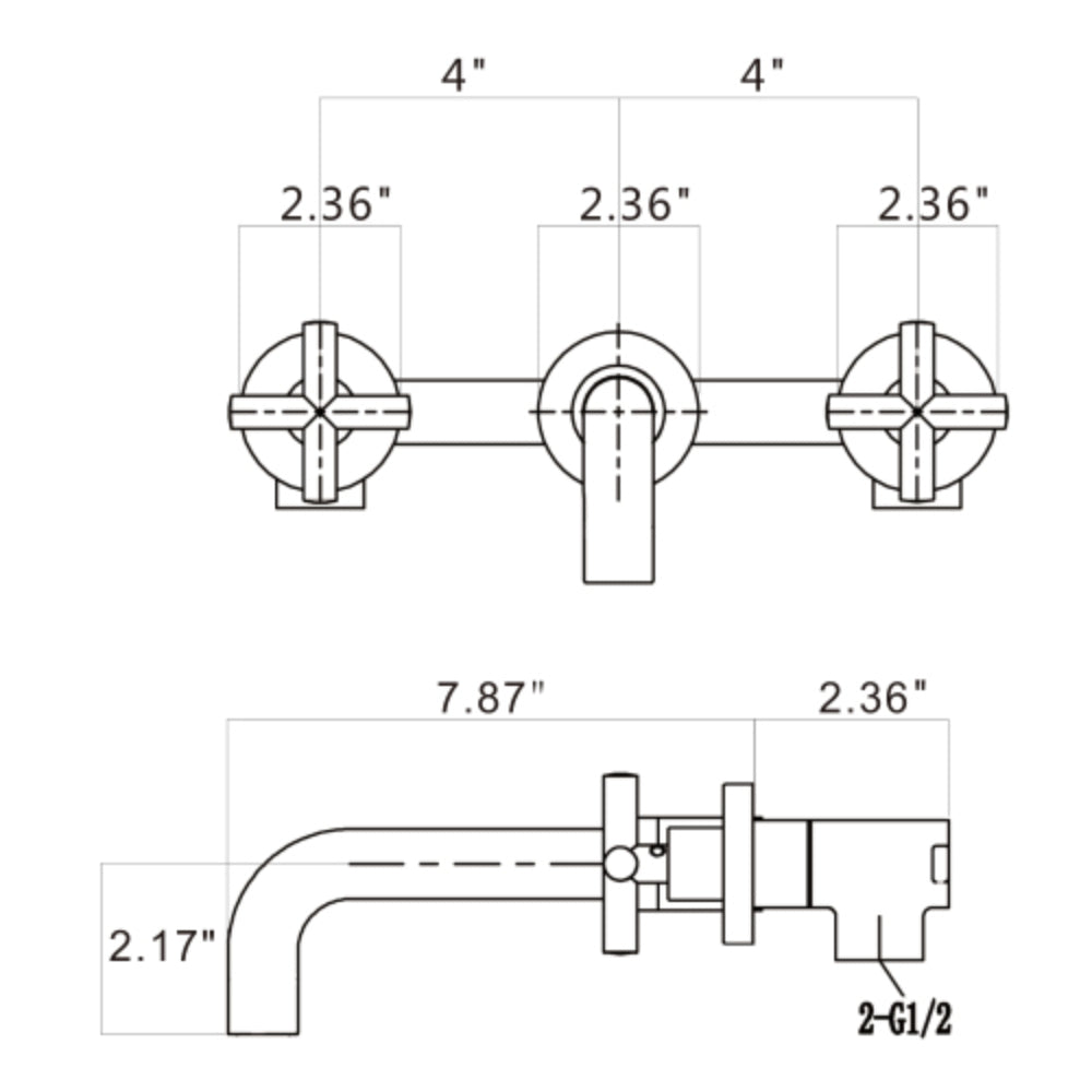 Modern Gold Wall Mounted Bathroom Sink Faucet