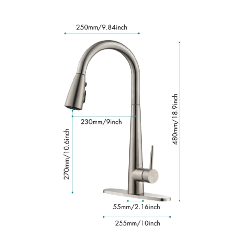 Kitchen Faucet with Pull Down Sprayer Brushed Nickel