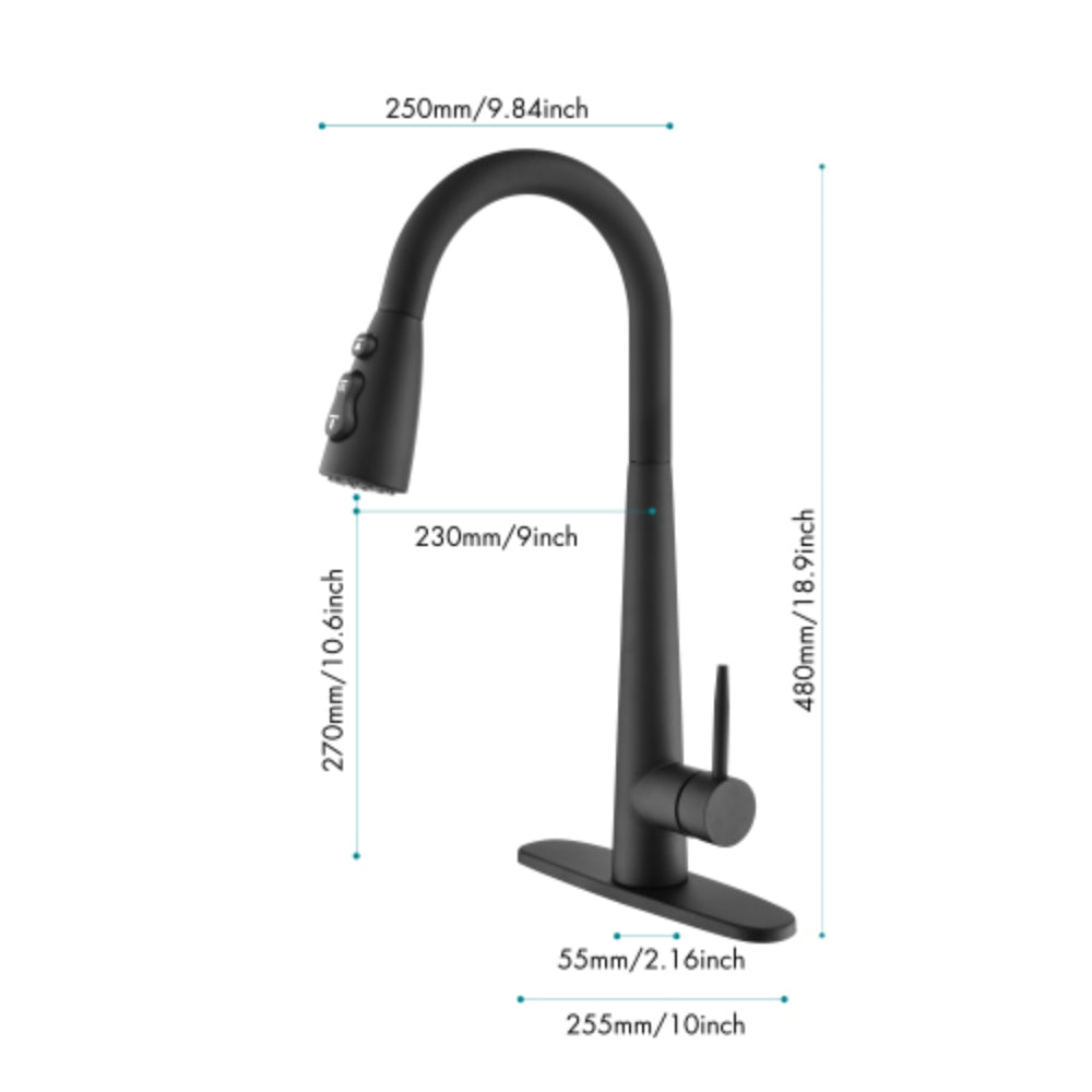 Kitchen Faucet with Pull Down Sprayer Matte Black