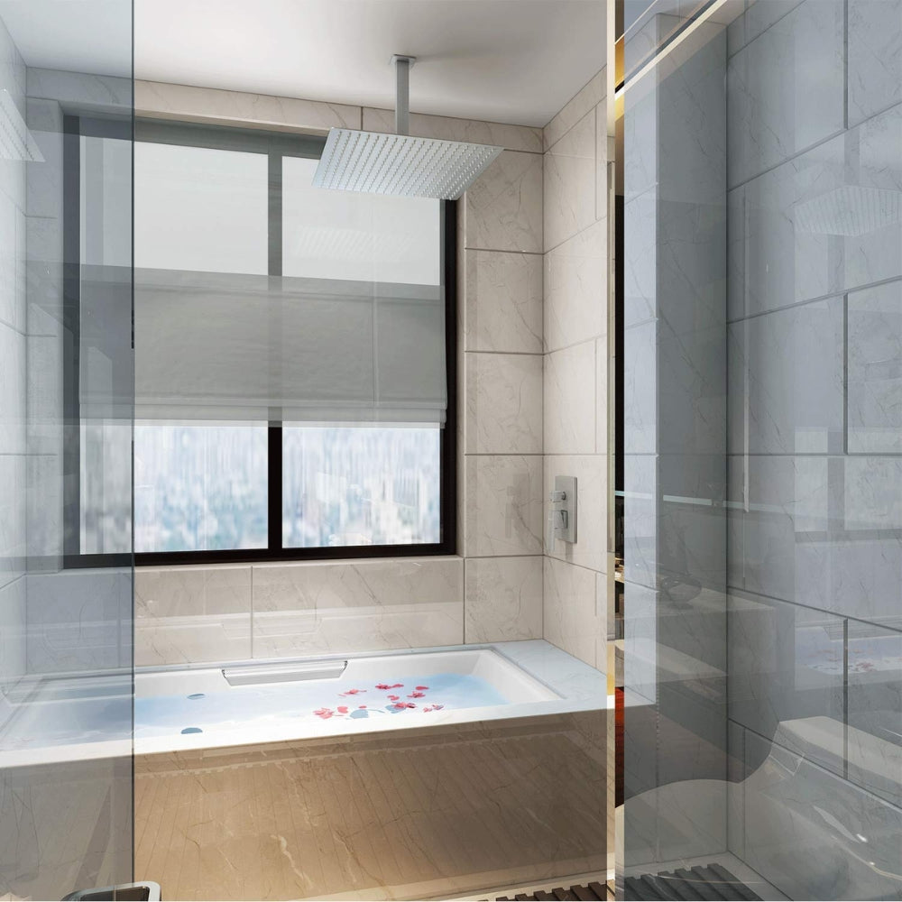 16 Inch Square Rain Shower Head Brushed Nickel Stainless Steel