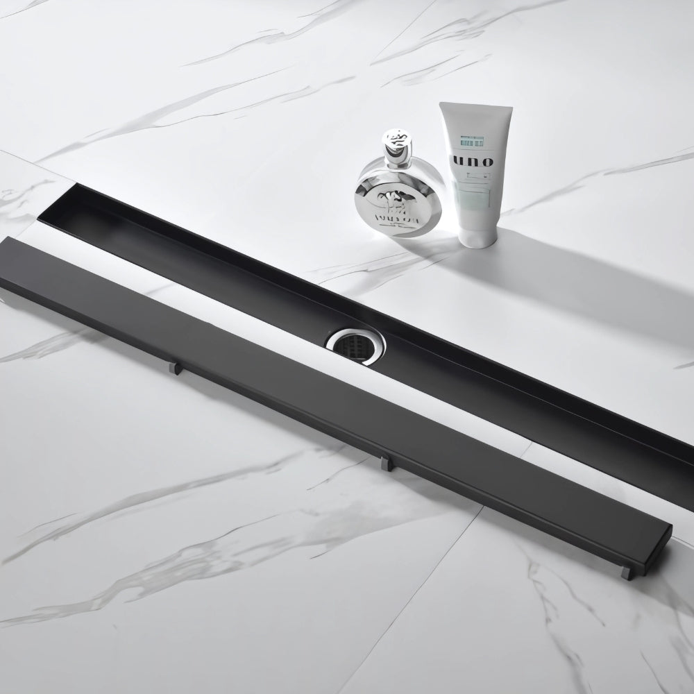 Linear Shower Drain with Removable Quadrato Pattern Grate