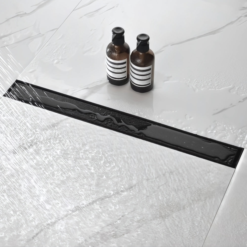 304 Stainless Steel Linear Shower Drain with Removable Quadrato Pattern Grate