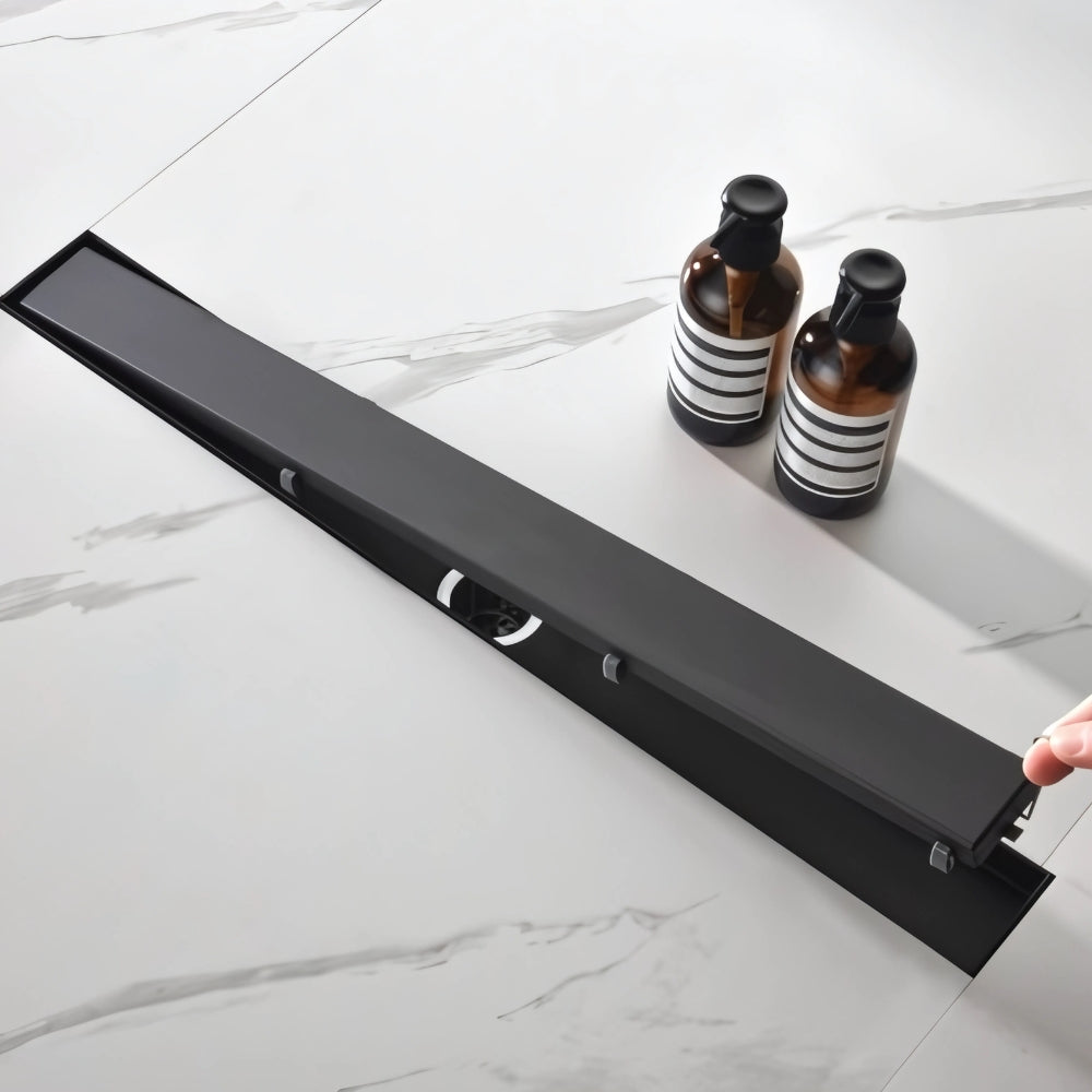 304 Stainless Steel Linear Shower Drain with Removable Quadrato Pattern Grate