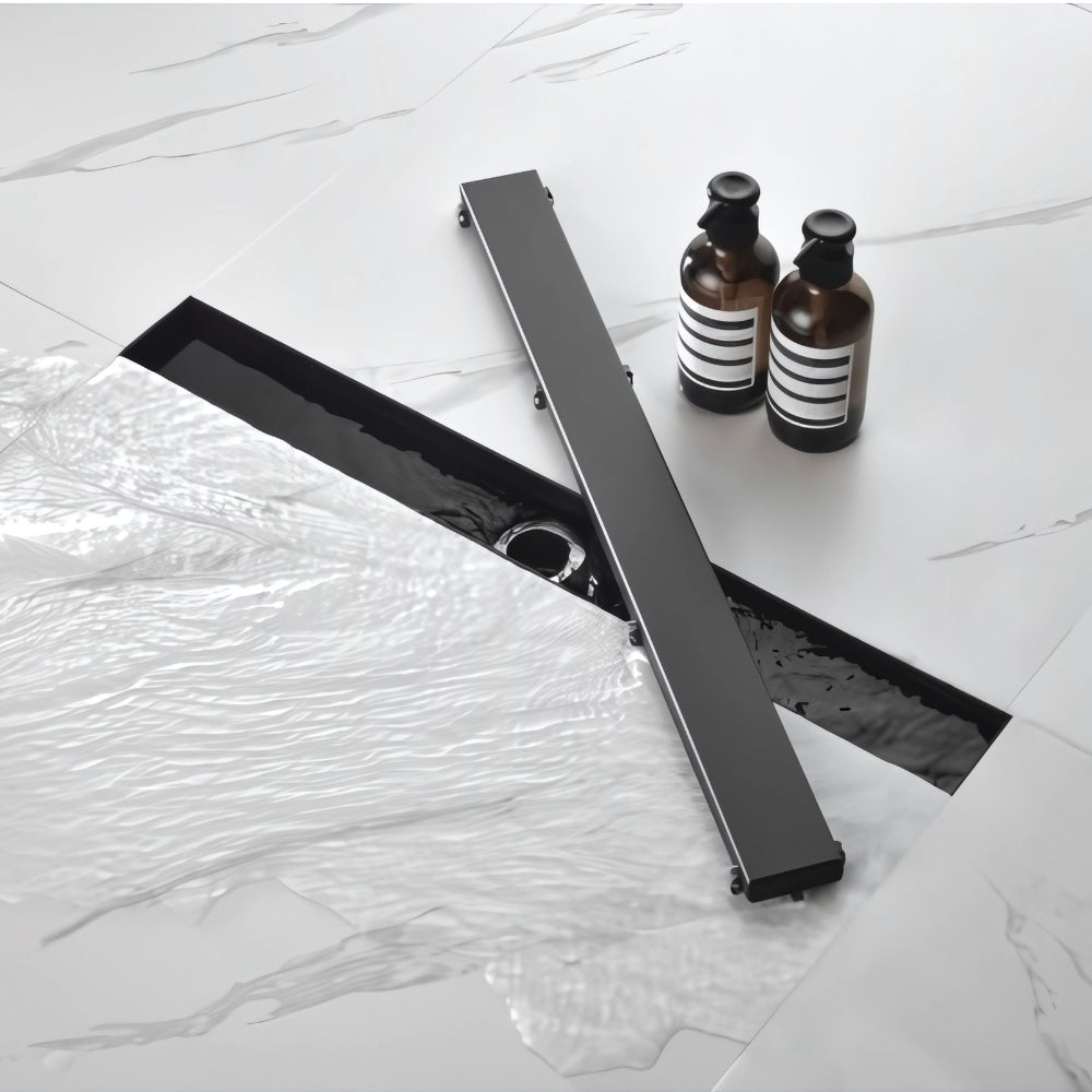 304 Stainless Steel Linear Shower Drain with Removable Quadrato Pattern Grate