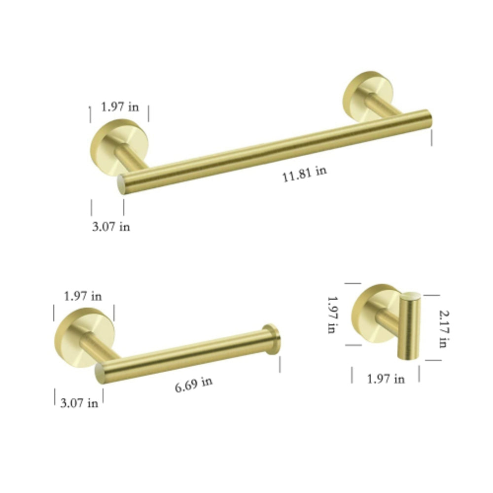 Complete 3-Piece Gold Hardware Set