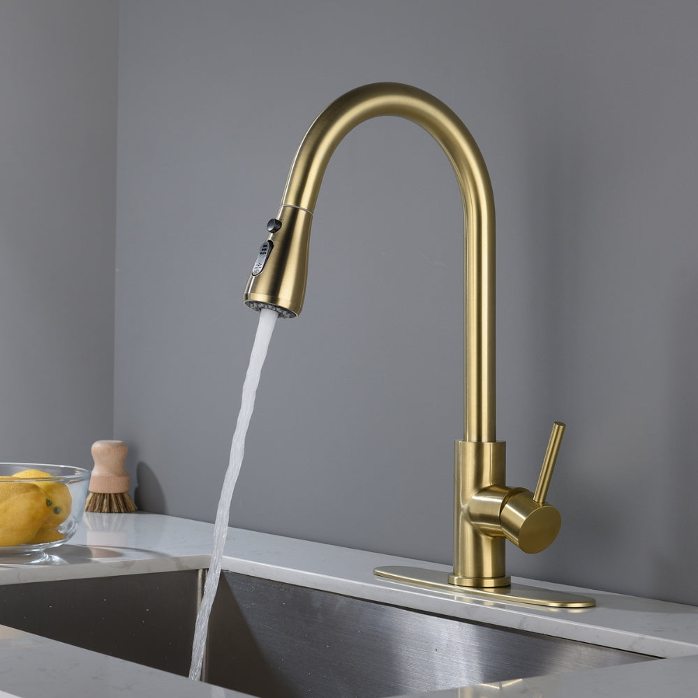 Pull Out Sprayer Kitchen Faucet - Gold