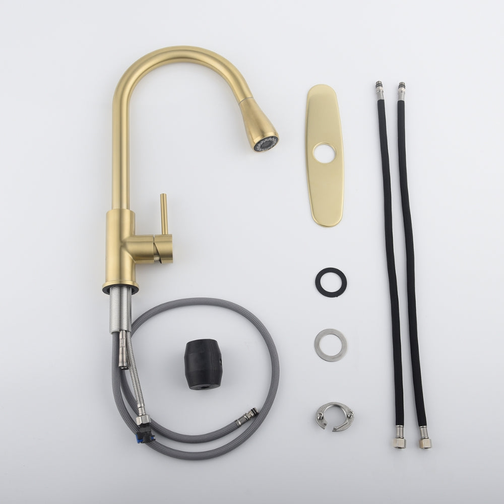 Pull Out Sprayer Kitchen Faucet - Gold